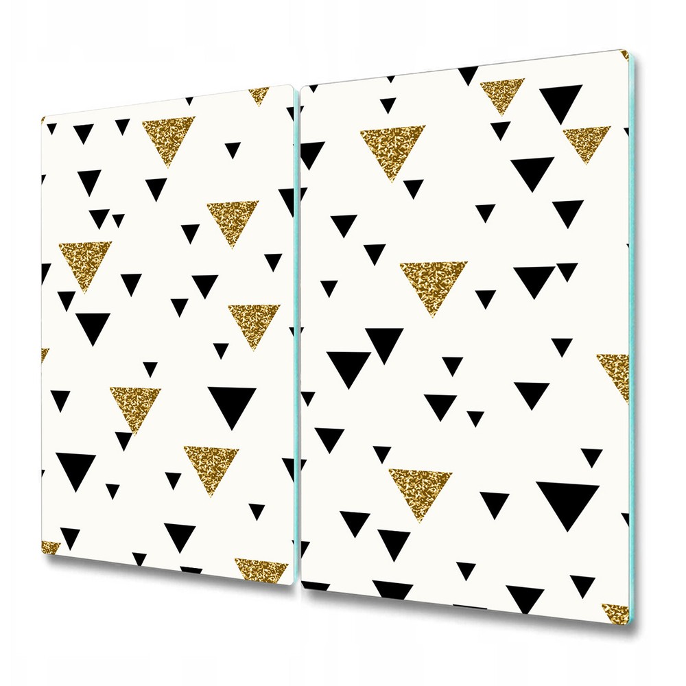 Glass Kitchen Chopping Board Geometric triangles golden and black photo 2x30x52