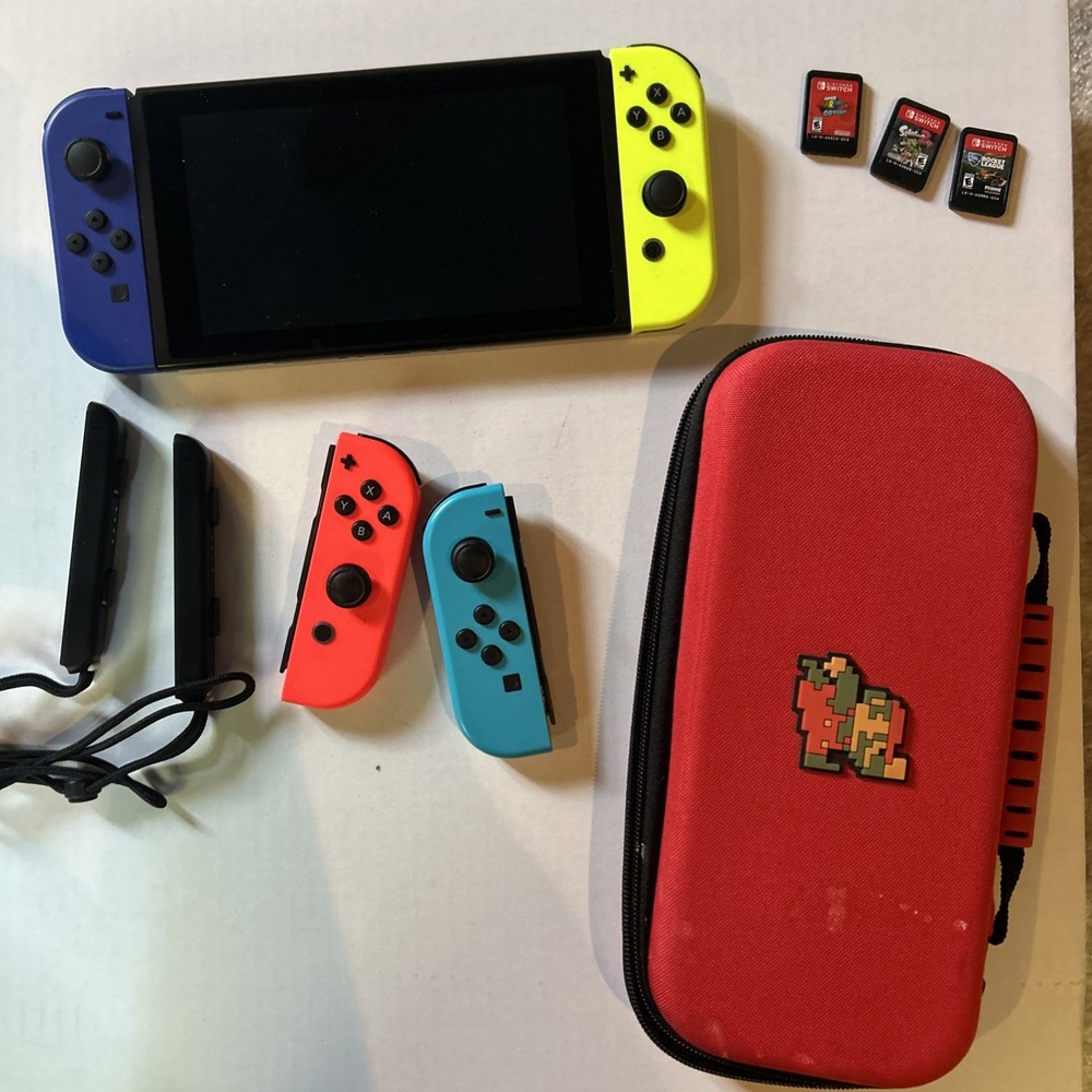 Nintendo Switch Console Lot with Controllers, Docks, Mario Kart 8 Deluxe, Games