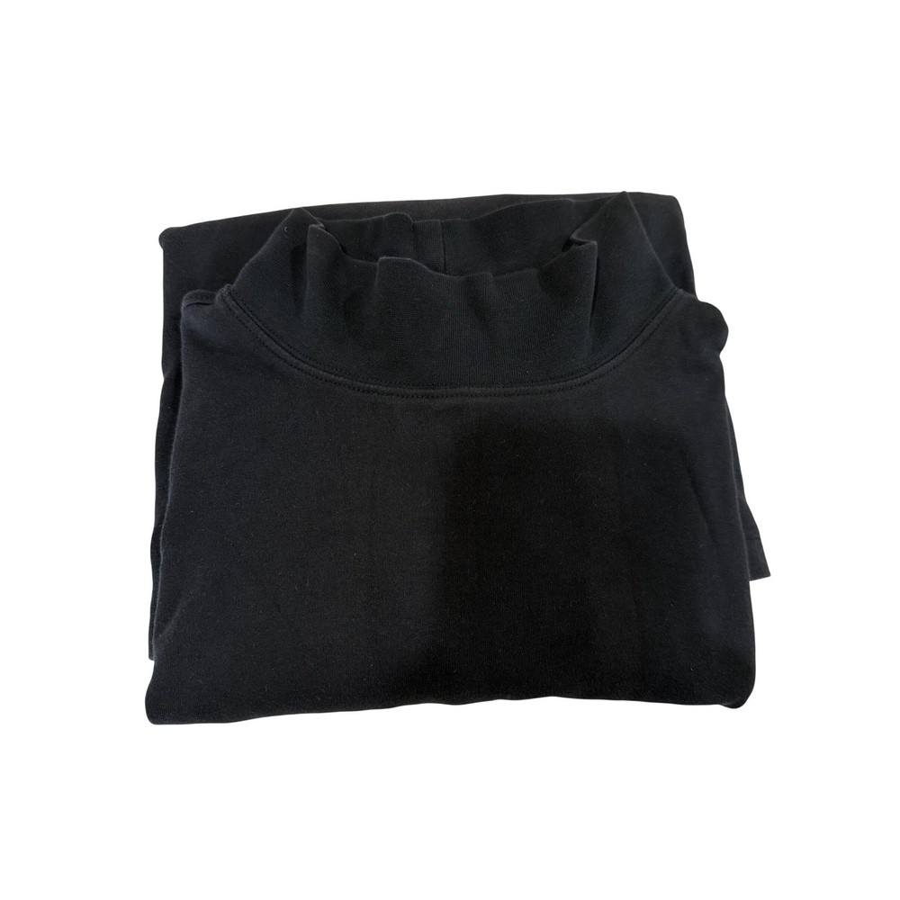 LL Bean Mens Mock Neck Long Sleeve Shirt Black 100% Cotton Size M 0KV61