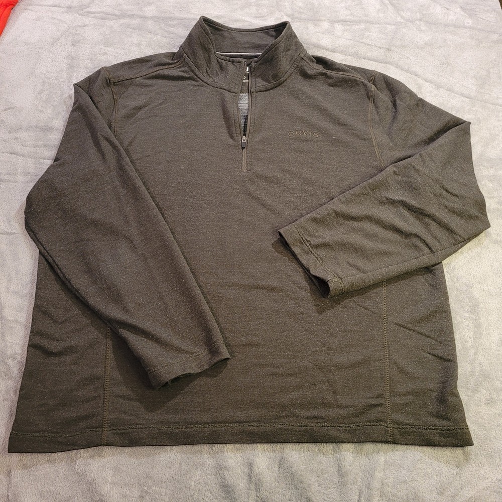 Orvis Sweater Mens Size L Quarter Zip Lightweight Green Classic Collection