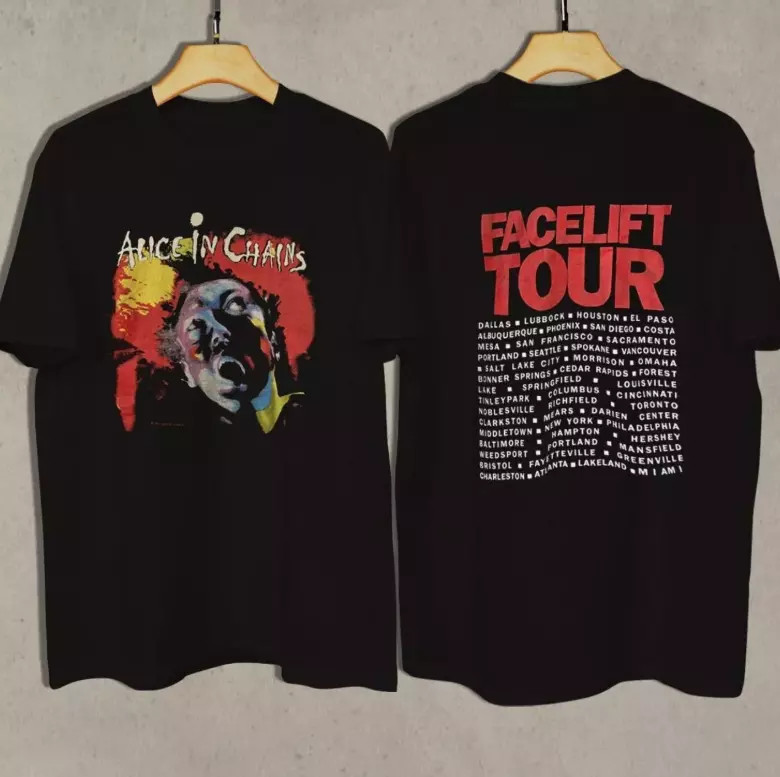 1990 Alice In Chains Facelift Tour Vintage 90s Retro 2 Side Unisex T-shirt