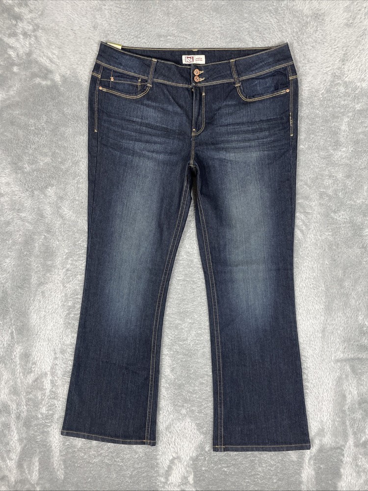 LEI Jeans Juniors 17r Dark Blue Sophia Hipster Flare Flap Pockets Stretch Pants