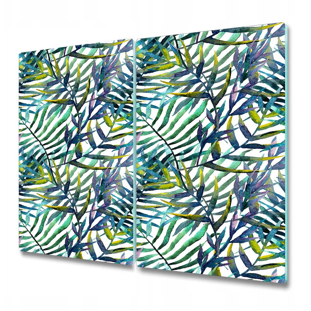 Glass Worktop Saver Wild Leaves Watercolour botanical painting 2x30x52