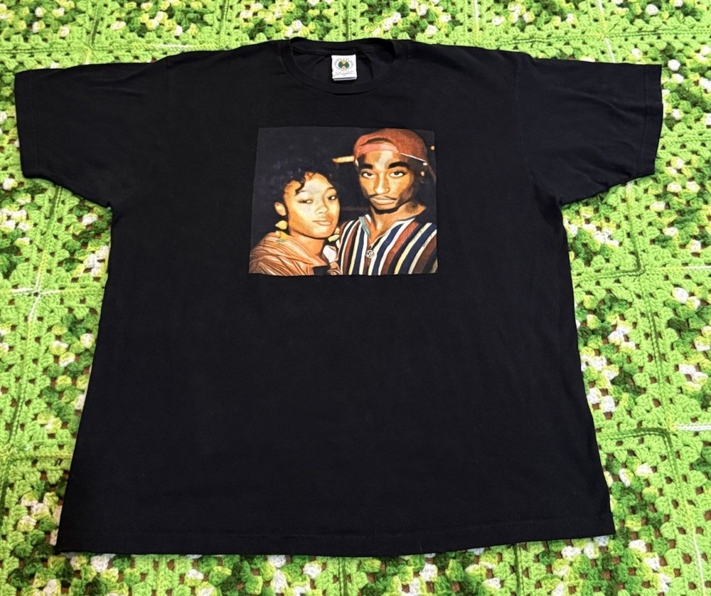 Men's Cross Colours Tupac 2Pac Hip Hop Rapper Black shirt Xl Cotton Retro