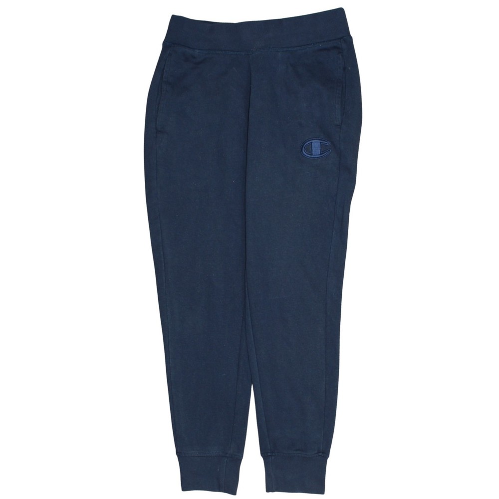 Champion Mens Joggers Navy Blue Fleece Embroidered Logo Cuffed Sweatpants S