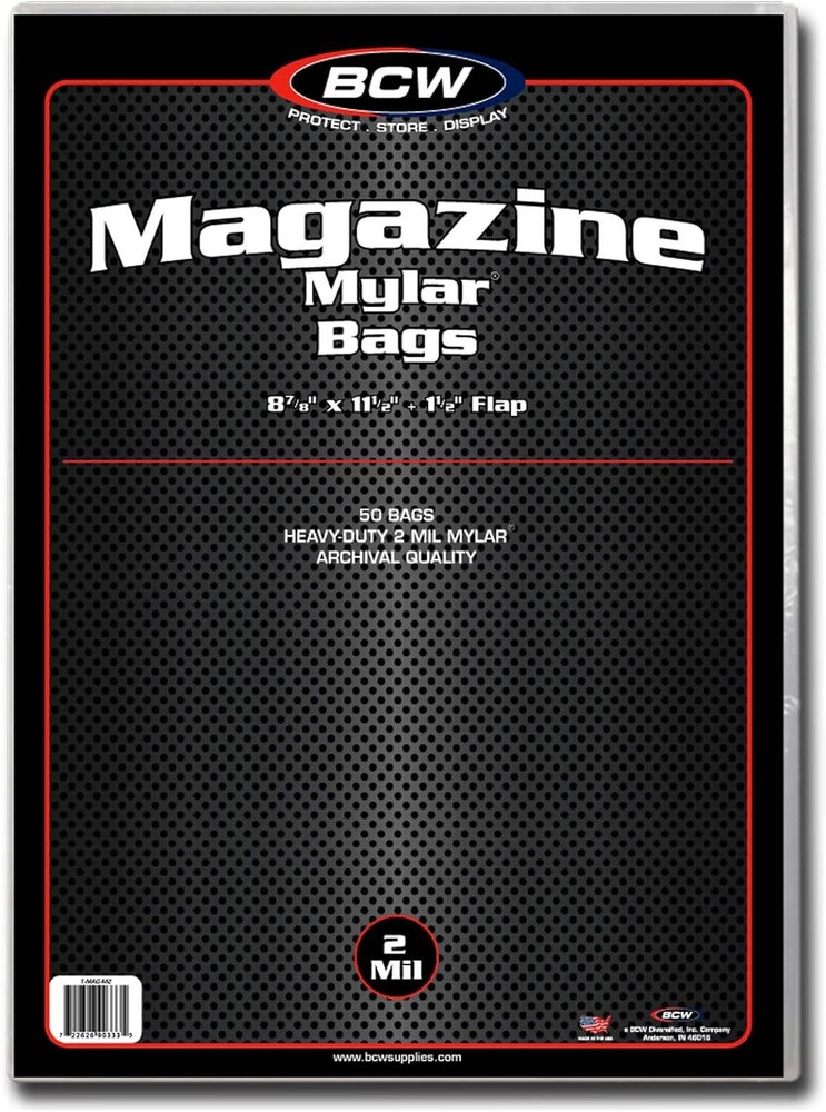 1 Pack of 50 BCW Magazine Mylar Storage Bags Archival 8 7/8