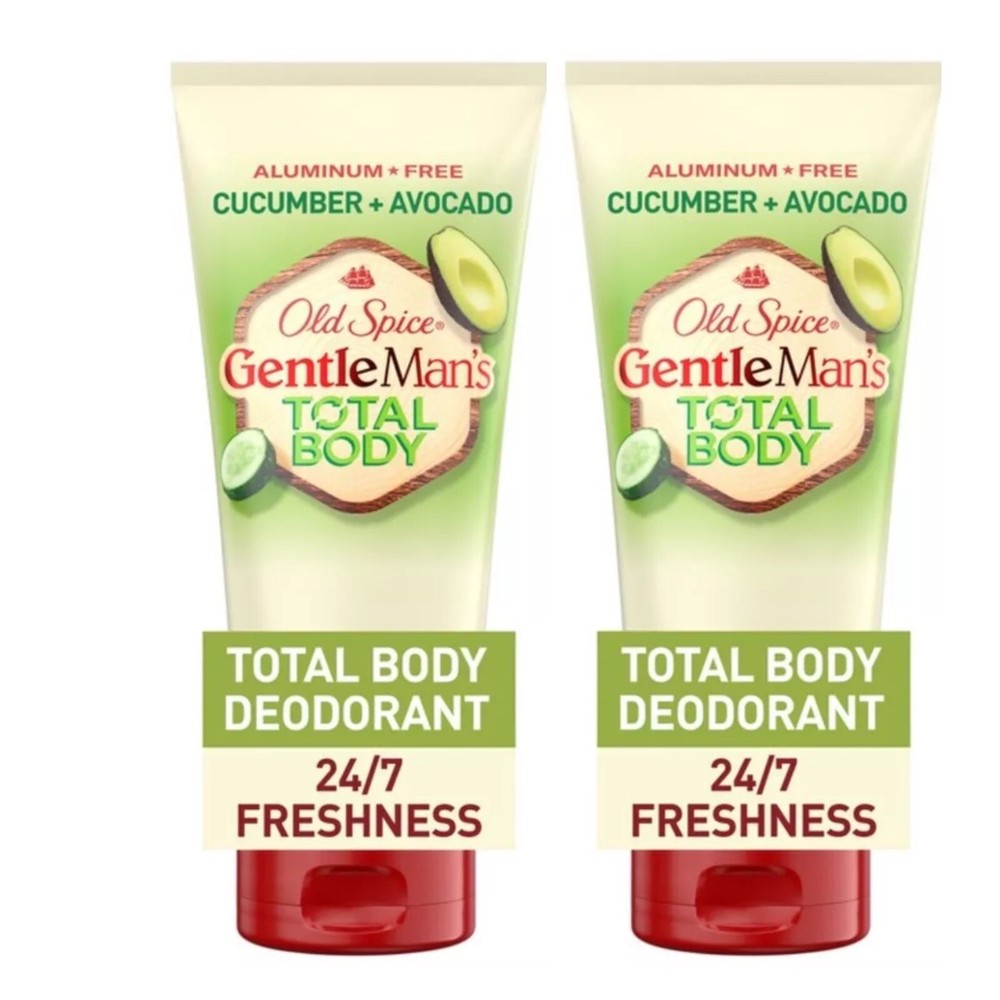 2 Pack Old Spice Whole Body Aluminum Free Mens Deodorant Cream Cucumber Avocado