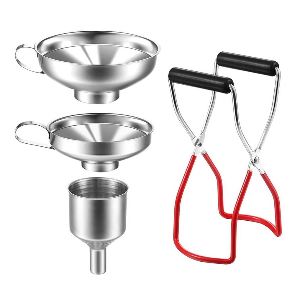 Stainless Steel Funnel Kitchen Set Wide Mouth Canning Lifting Tongs Can Lifter