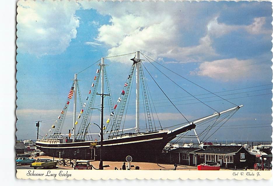 Postcard Schooner Lucy Evelyn Beach Haven New Jersey USA