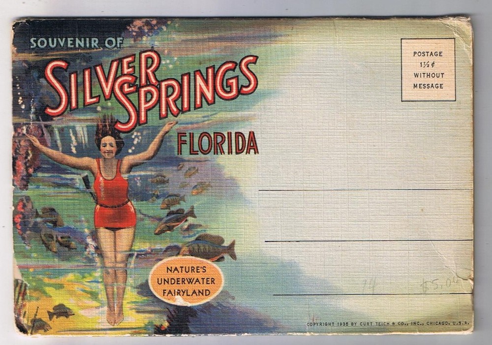 Postcard Booklet Souvenir Of Silver Springs Florida 18 Views 1935