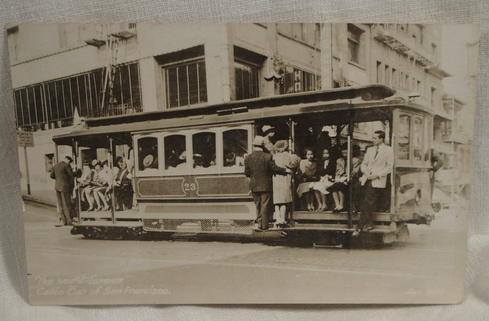 Cable Car Trolley San Francisco California Real Photo Postcard RPPC Unused