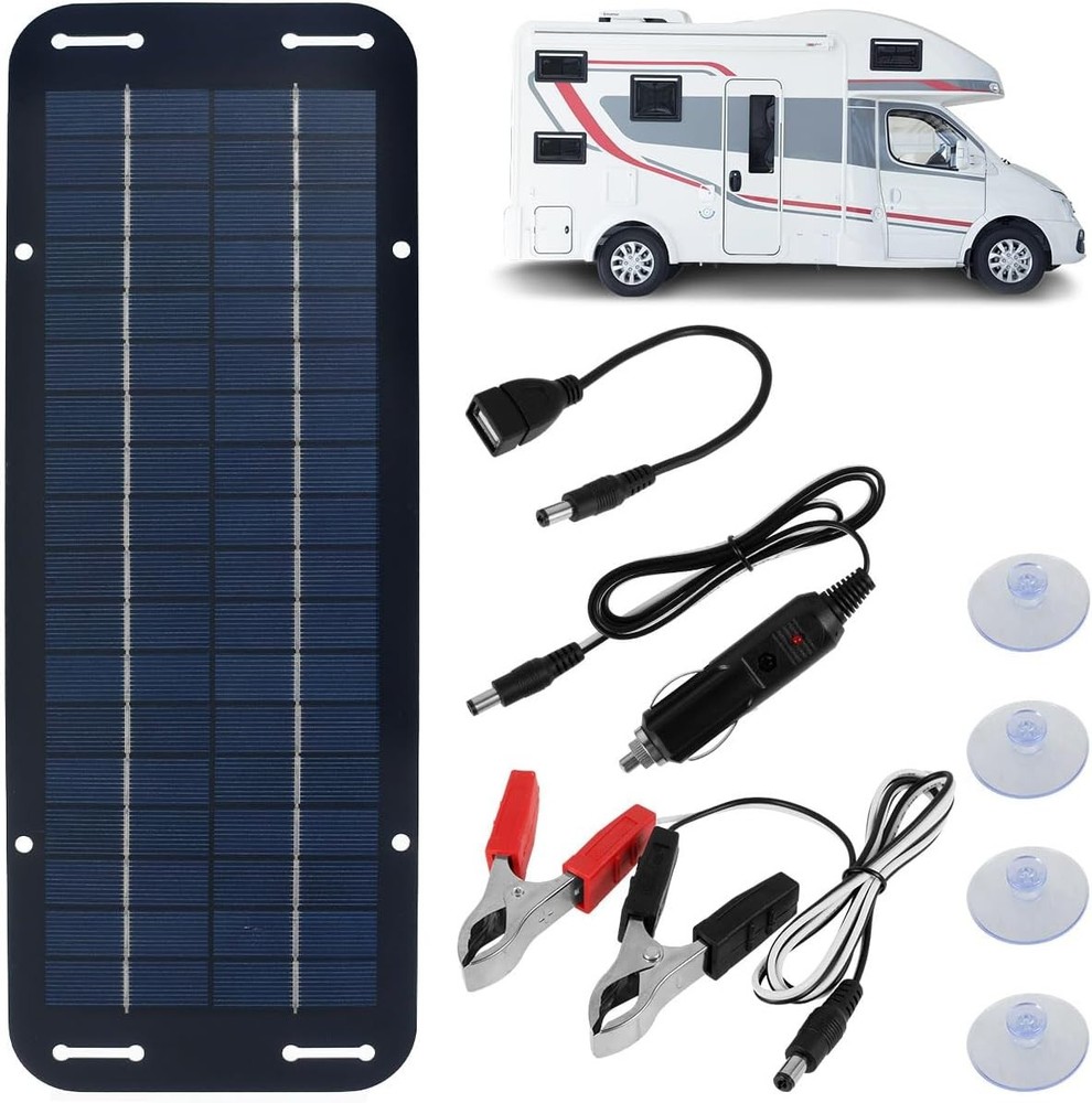 30W Solar Panel 12V Trickle Charger Battery Charger Kit Maintainer Boat Car RV