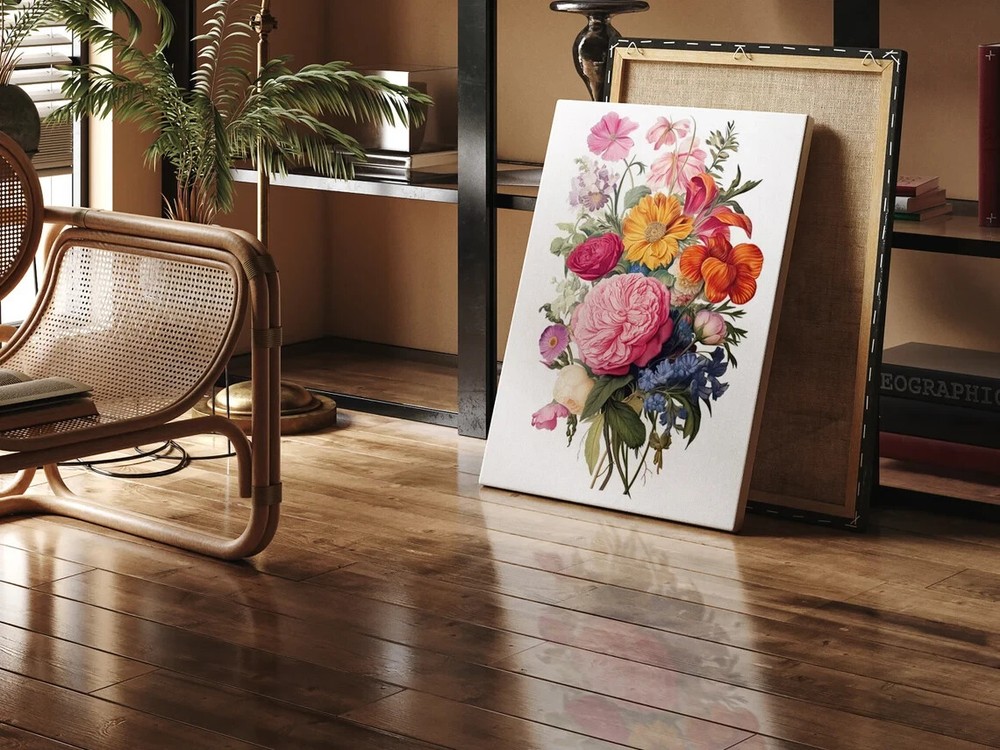 Botanical Colorful, Vintage Wildflower Unframed Canvas Print Australian Wall Art