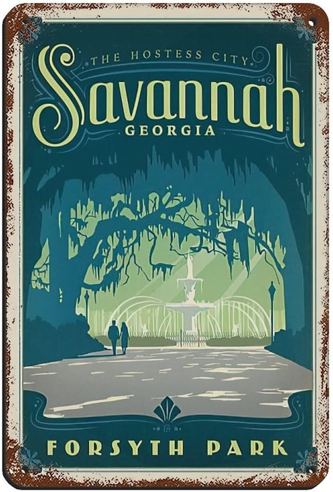 Retro Vintage Savannah Georgia Tin Sign Metal Wall Art 8