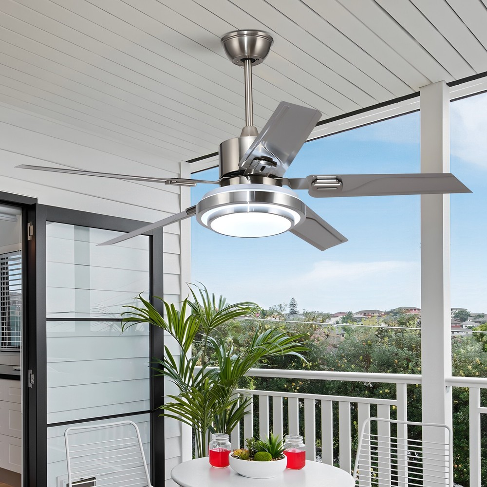 5-Blades Stainless Steel Chandelier 3-Color LED 42