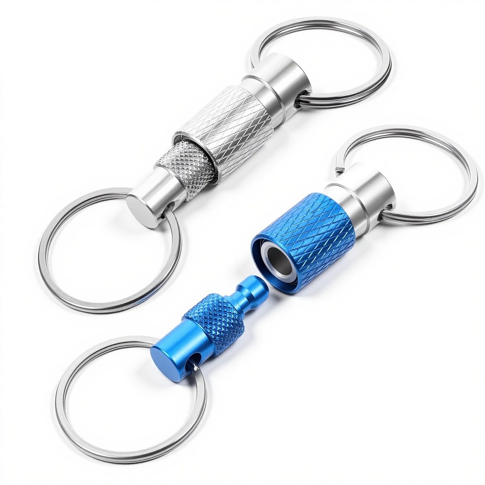 Detachable Key Ring Quick Release, 2 Packs Pull Apart Keychain Heavy Duty Metal