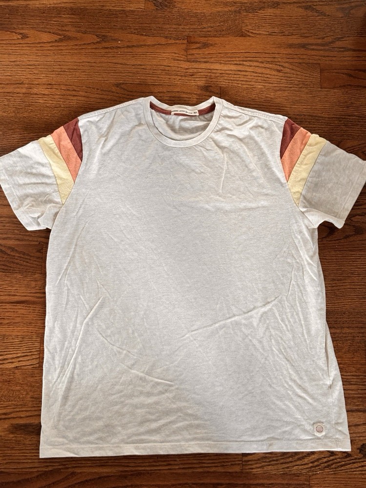 Marine Layer Shirt Mens Medium White Heather Retro Stripe Sleeve Casual Soft