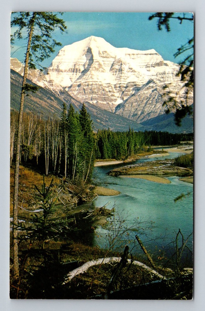 Canada- Canadian Rockies Mt. Robson & Berg Glacier Lake Postal Vintage Postcard
