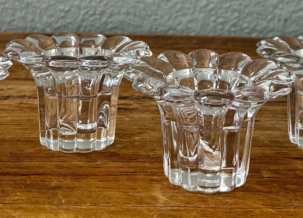Vintage Glass Flower Taper Candle Holders  Set of 2  Marked on Bottom