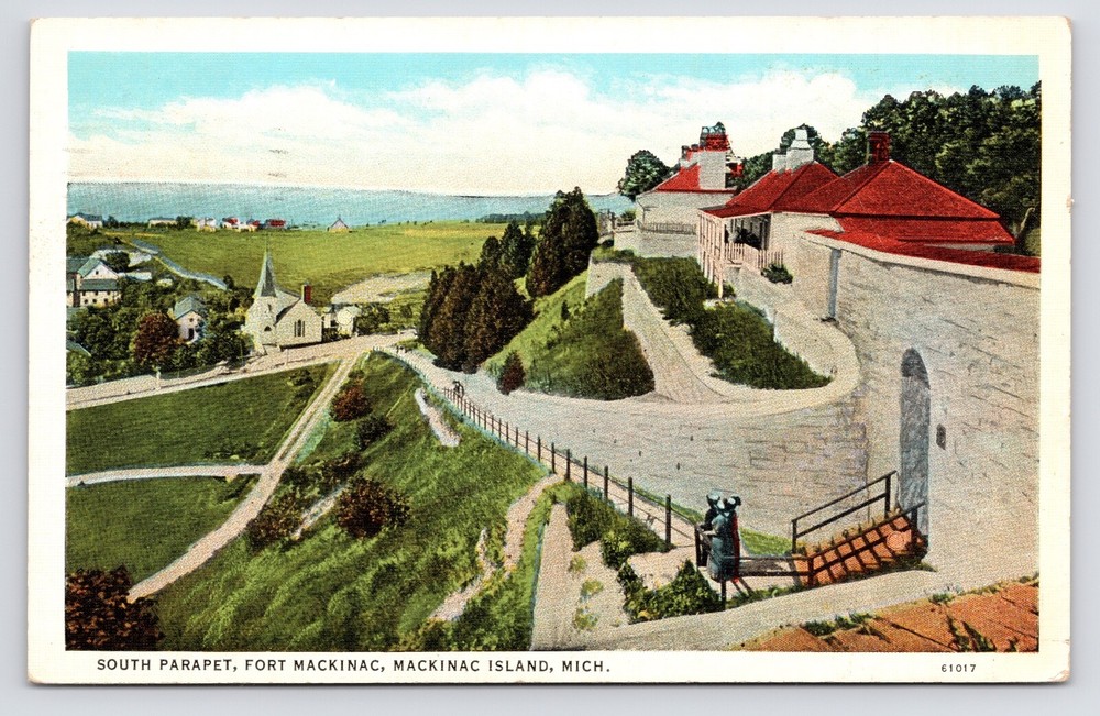c1930s~Fort Mackinac~South Parapet~Mackinac Island Michigan MI~Vintage Postcard