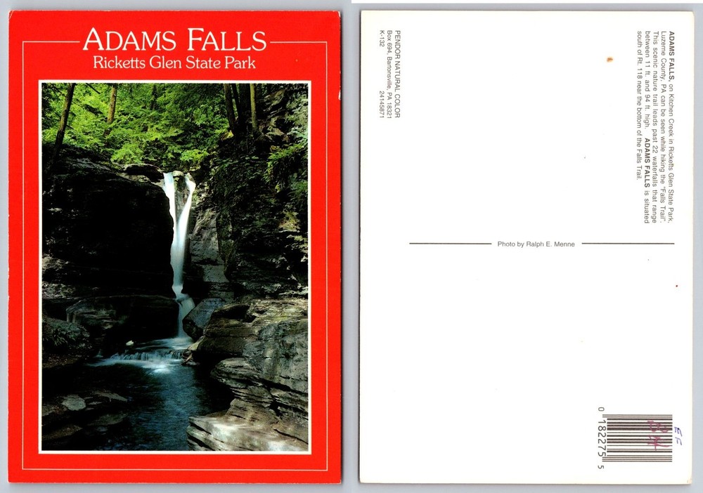 Adams Falls Ricketts Glen State Park Pennsylvania Waterfall Postcard Pendor