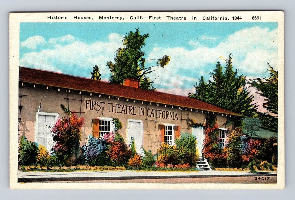 Monterey CA-California, Historic Houses, First Theatre In CA, Vintage Postcard