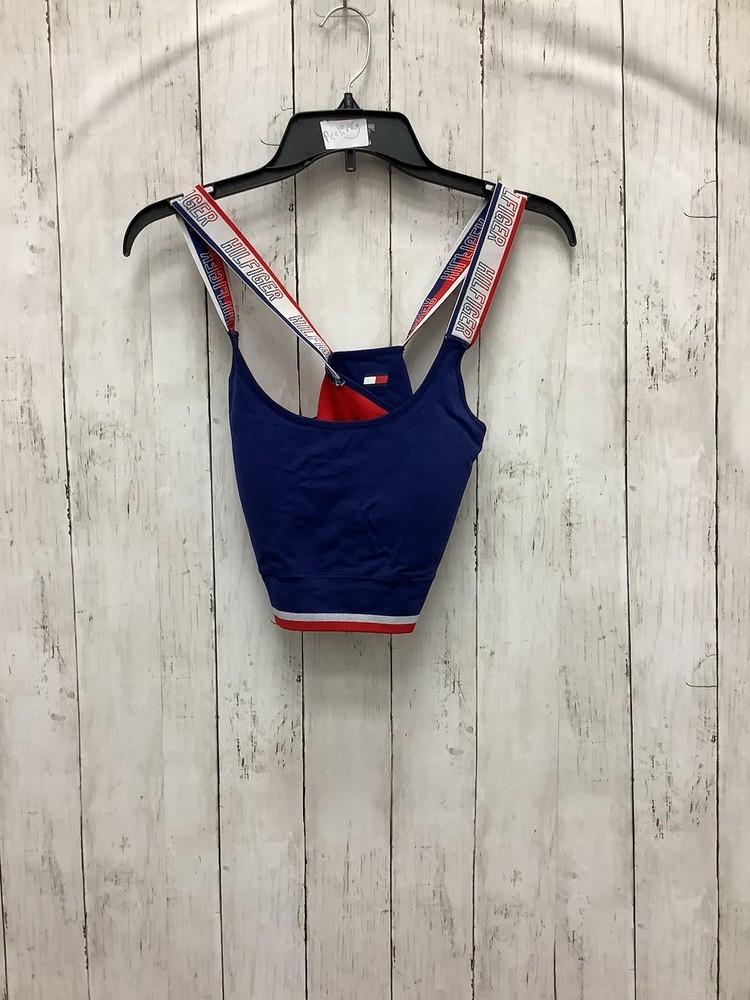 Tommy Hilfiger Women's Sport Strappy Logo-Band Low-Impact Sports Bra Blue Size L