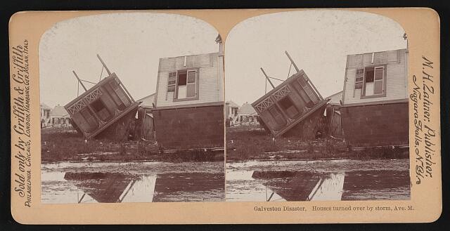 Photo:Galveston TX 1900 Hurricane Houses Turned Over by Storm Ave M