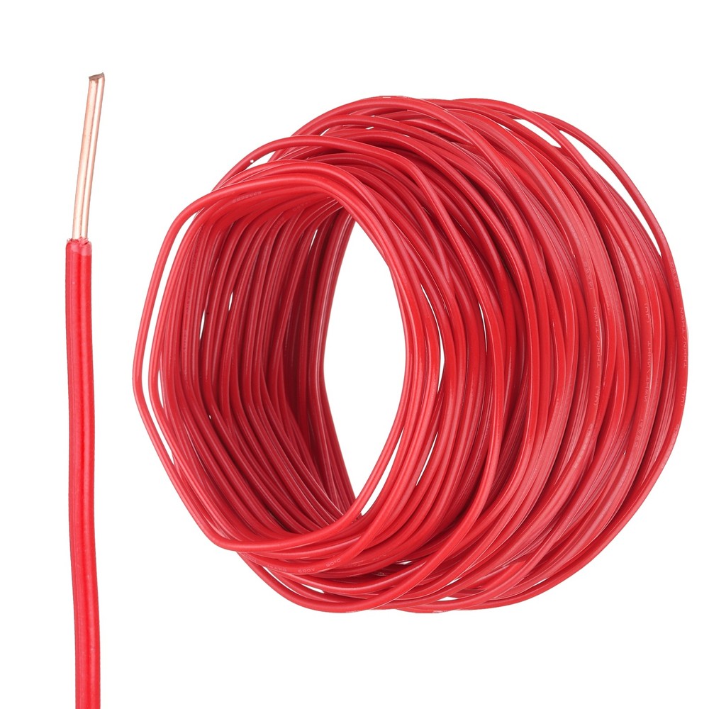 200 Feet Electrical Wire Insulated Solid Copper 14AWG Hook Up Wire Cable, Red