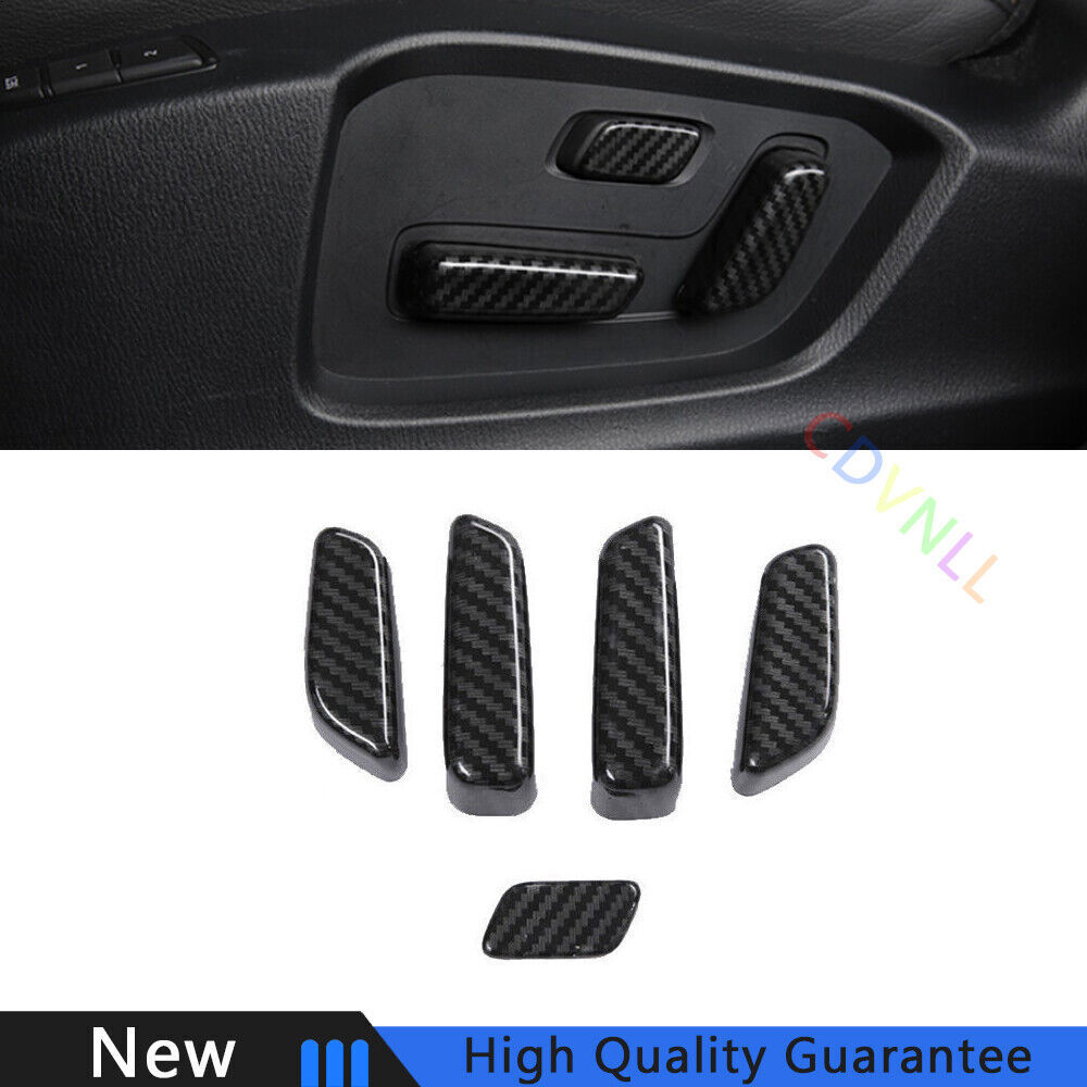 Fit For Mazda CX-5 2017-2021 Carbon Fiber Car Seat Button Handle Cover Trim 5PCS