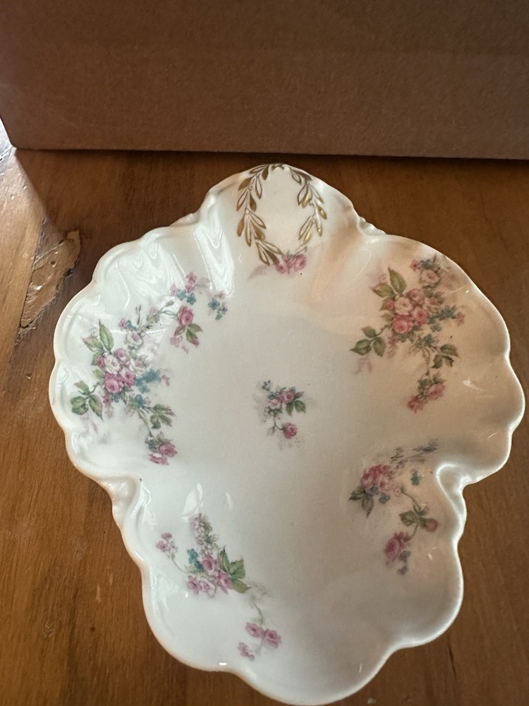 Haviland France Limoges Floral Porcelain Plate White Pink Green Gold