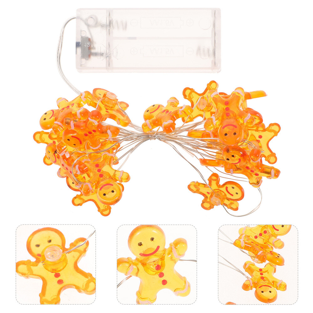 Christmas Tree Lights Indoor Gingerbread Man String Decor Child