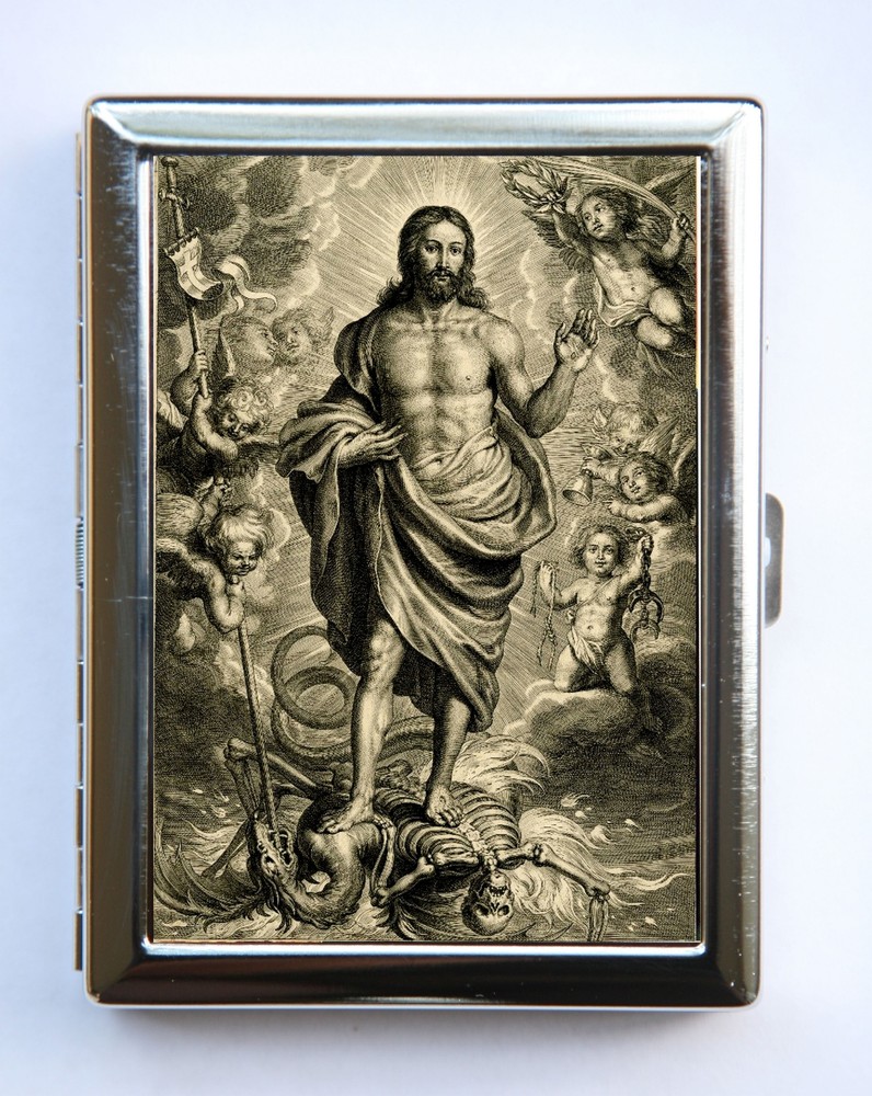 Allegory of Death Christ Skeleton Cigarette Case Wallet Business Card Holder