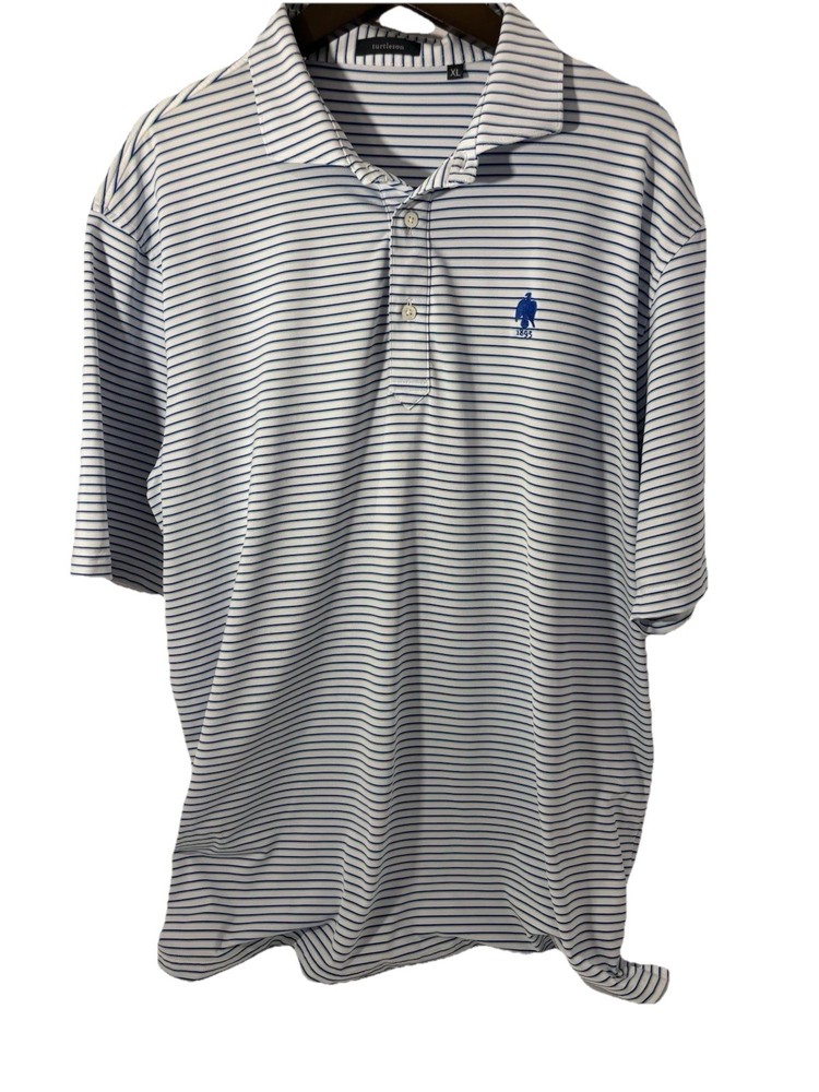 Turtleson Golf Shirt Xl Pinehurst 1895  Blue White Stripe Tour Performance Polo