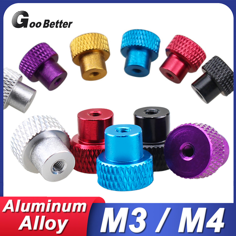 M3 M4 Knurled Thumb Nuts Aluminum Alloy Through Hole Hand Grip Step Knobs Nut