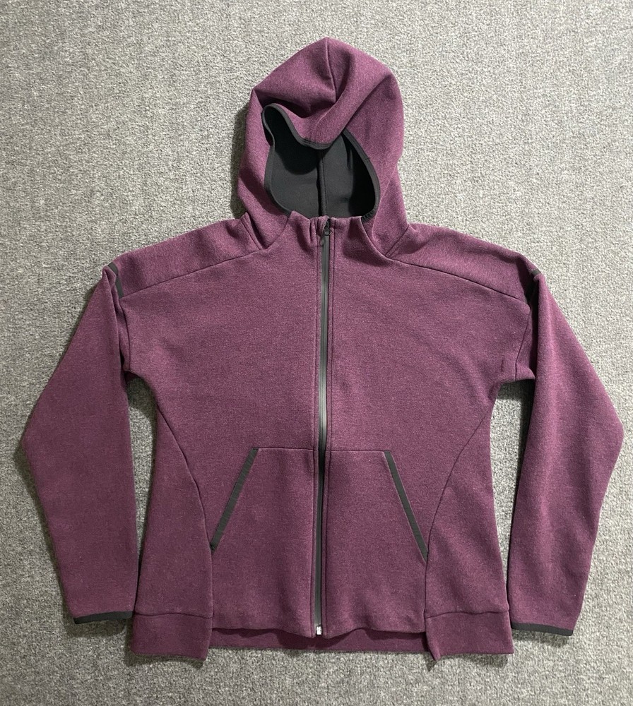 CHAMPION Full Zip Up Long Sleeve Purple Hooded Sweatshirt Hoodie Women's Size L
