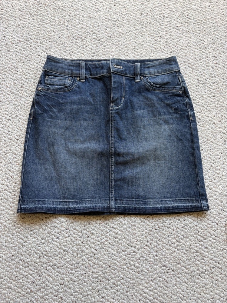 White House Black Market Denim Jean Mini Skirt Womens Size 0