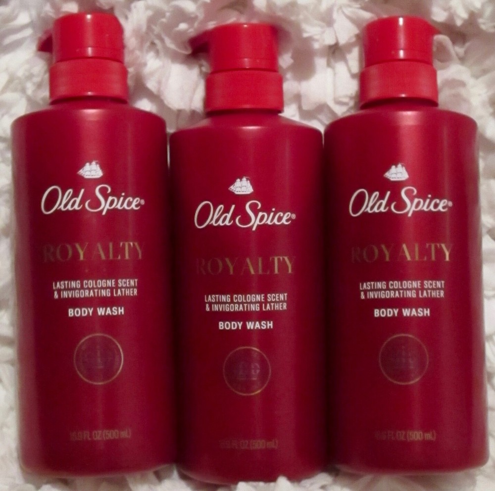 *3* OLD SPICE *ROYALTY* COLOGNE SCENT COGNAC & BLACK CHERRY BODY WASH Ea: 16.9oz