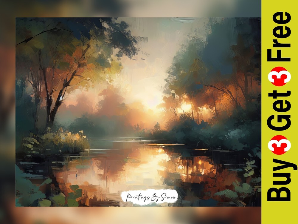 Nature's Oasis Wild Plants & Trees Oil Painting Print 5x7 on Matte Paper