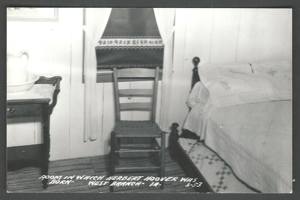 WEST BRANCH IOWA Herbert Hoover Birthplace Interior RPPC Real Photo Postcard 3