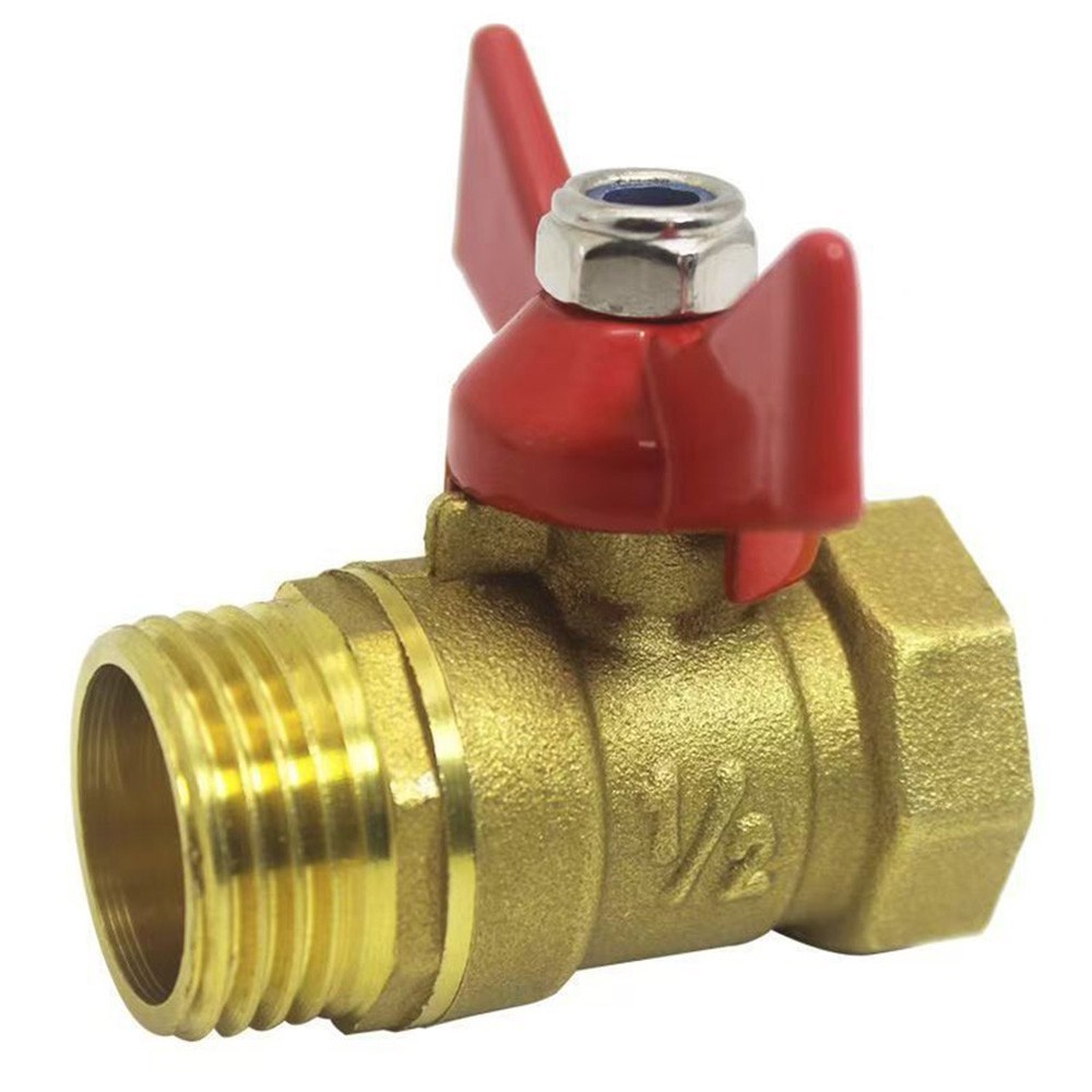 Brass 1 2 Inch Ball Valve with Red Wing Handle for Water Supply and Irrigation