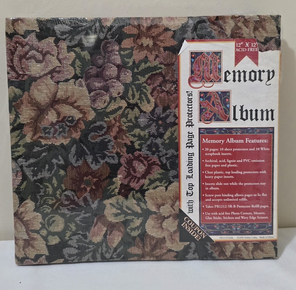 Vintage 1999 Floral Fabric Memory Album 12X12 acid free,New,Sealed, 20 pages pro-image