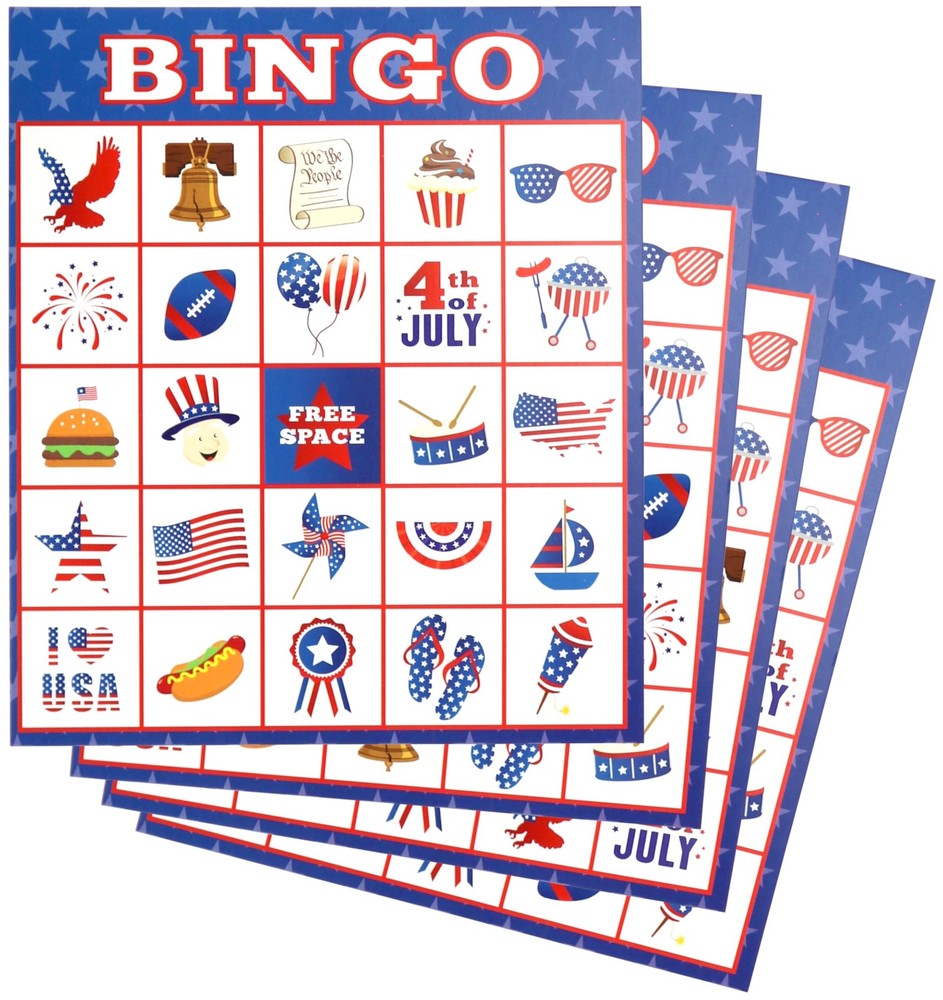 32 Player Bingo Game Set, Patriotic, American Flag, America Map, Independenc