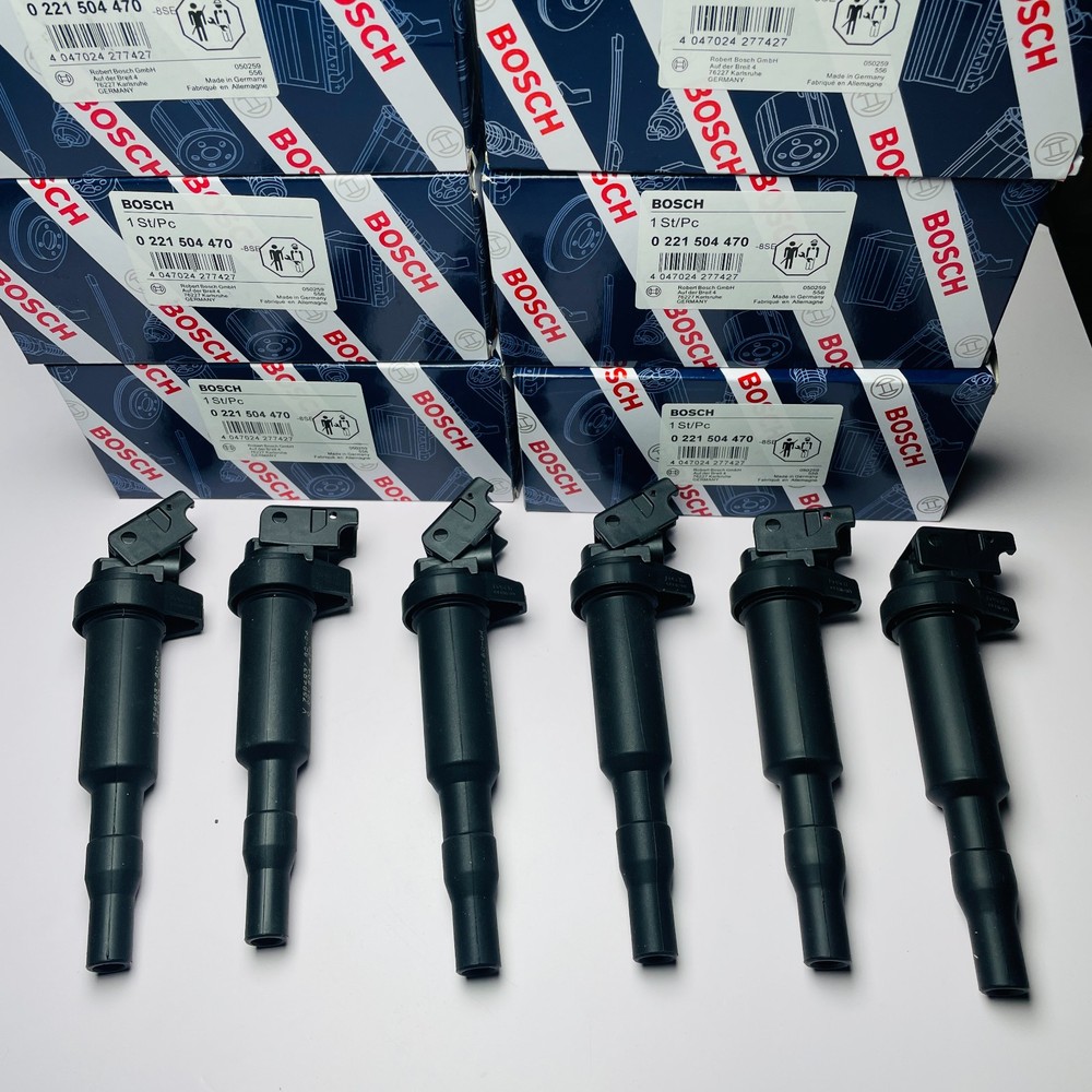 6x OEM BOSCH Ignition Coil Set W/ Connector Boot For BMW 5 6 7 x5 x6 0221504470