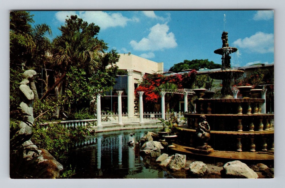 Florida FL Clearwater Fountain At Kapok Tree Inn Vintage Postcard