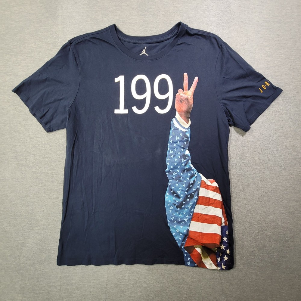 Nike Air Jordan T Shirt Mens Large Navy 1992 Olympics USA Basketball Logo