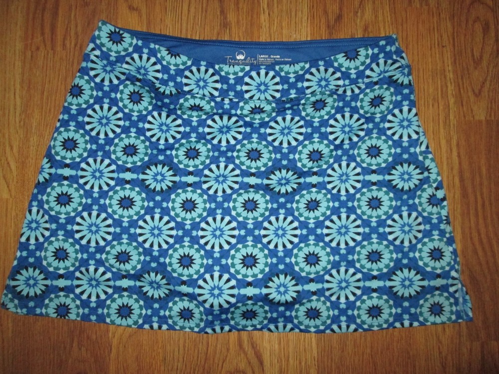 Womens TRANQUILITY  athletic skort skirt built n stretchy shorts sz L Lg