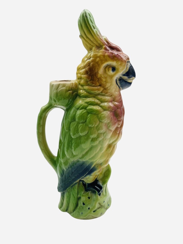Vtg Saint St. Clement Majolica Parrot Absinthe Pitcher Decanter 13
