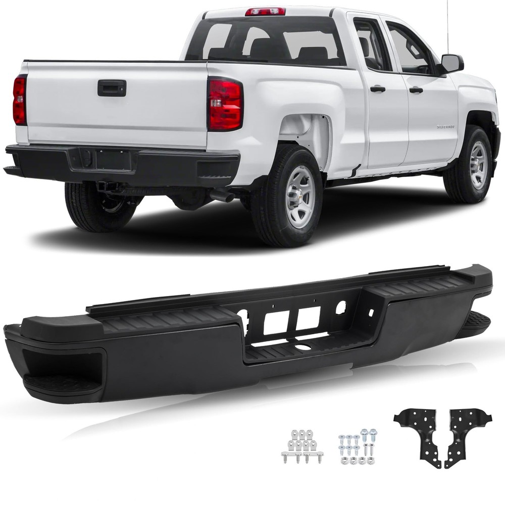 Rear Step Bumper Compatible with 2014 2015 2016 2017 2018 Chevy Silverado/GMC