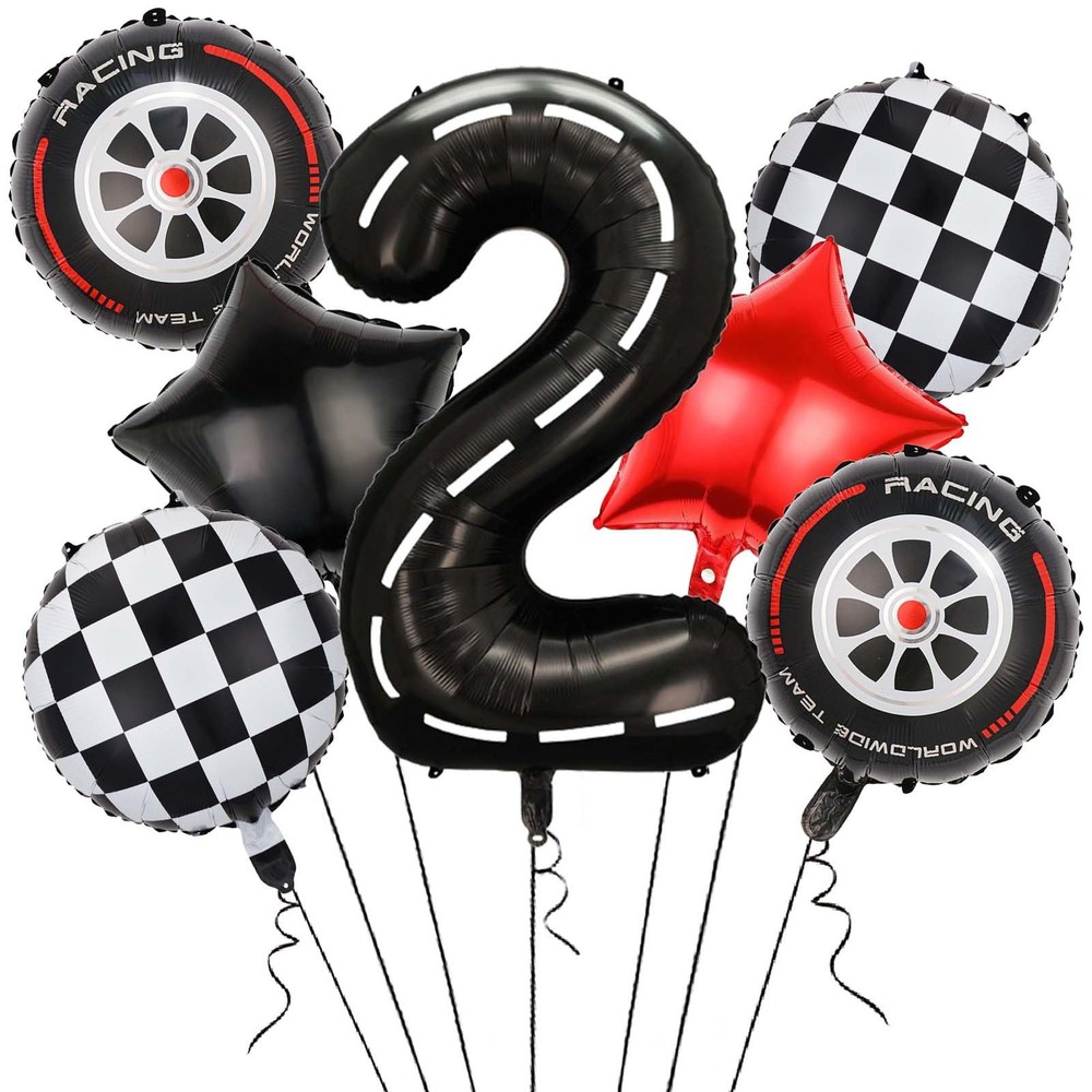 Race Car Balloons,40 Inch Racetrack Number 2 Balloon,Big Number Balloons Blac...